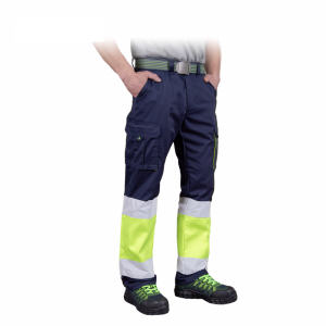 Elastyczne spodnie ochronne do pasa BAX granatowo-żółte Reis 