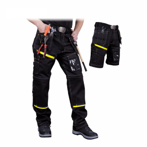 Spodnie Robocze Męskie Do Pasa Ochronne LH-PEAKER 2 w 1 Spodnie + Spodenki czarno-żółte Leber&Hollman 
