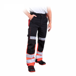 Spodnie robocze ochronne do pasa odblaskowe THORVIS T czarno-czerwony Leber & Hollman