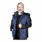 Kurtka ocieplana męska poliestrowa dwukolorowa Baltic  granatowo-czarna