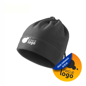 Czapka Zimowa Polarowa Ochronna Komin 2 w 1 Practic 519 Adler Malfini Szara Z Nadrukiem Logo