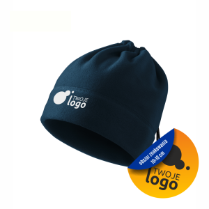 Czapka Zimowa Polarowa Ochronna Komin 2 w 1 Practic 519 Malfini Adler Granatowa Z Jednokolorowym Nadrukiem Logo