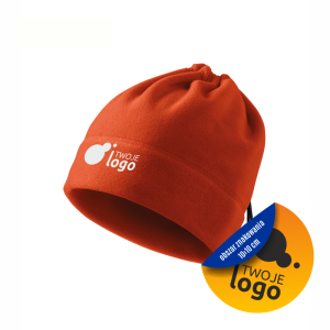 Czapka Zimowa Polarowa Ochronna Komin 2 w 1 Practic 519 Malfini Adler Pomarańczowa Z Nadrukiem Logo