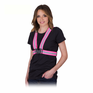 Szelki ostrzegawcze z pasami odblaskowymi KOS-STRAPE różowe