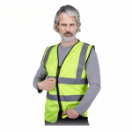 Kamizelka ostrzegawcza z siateczki z pasami odblaskowymi zapinana na suwak KOS-MESHZIP żółto-czarny Reis