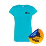 Koszulka bawełniana taliowana damska JHK 145g z  dowolnym nadrukiem małym jednokolorowym turquoise