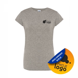 Koszulka bawełniana taliowana damska JHK 145g z  dowolnym nadrukiem małym jednokolorowym grey melange