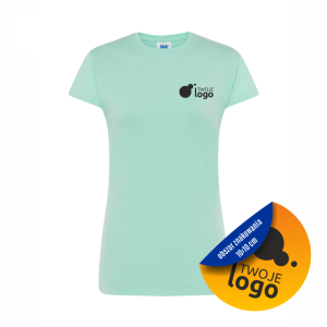 Koszulka bawełniana taliowana damska JHK 145g z  dowolnym nadrukiem małym jednokolorowym mint green