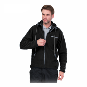 Bluza polarowa POLAR-HOOD z kapturem polar rozpinany na suwak  - kolor: czarny Reis S - 8XL