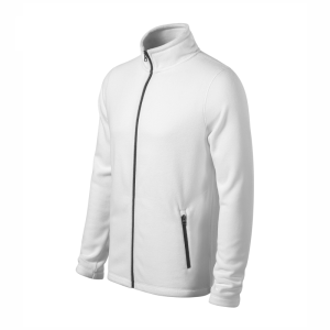 Bluza polarowa męska z elementami kontrastowymi mikro polar z recyklingu na zamek SHIFT 852 biała