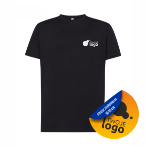 Koszulka Bawełniana JHK 150g Z Dowolnym Nadrukiem Małym Jednokolorowym Czarna Black
