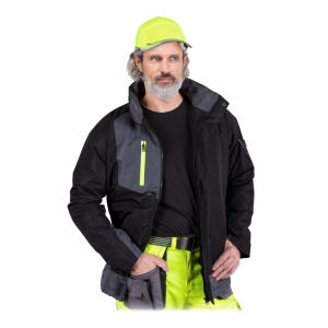 Kurtka męska ocieplana polarem z kapturem chowanym w kołnierzu HYPER 