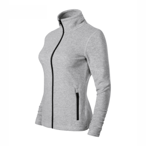 Bluza polarowa damska z elementami kontrastowymi mikro polar z recyklingu na zamek SHIFT 853 srebrny  melanż