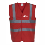 Kamizelka Odblaskowa Robocza Yoko  Z Małym Nadrukiem Jednokolorowym Czerwona