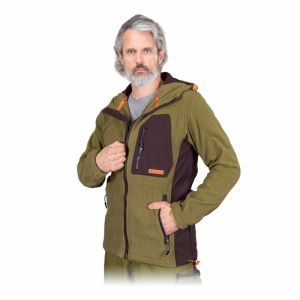 Bluza polarowa NEW AGE z kapturem męski Leber&Hollman khaki-brązowo-pomarańczowy