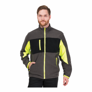 Bluza polarowa robocza trójkolorowa, bluza ochronna, ciemnoszaro-czarno-żółty LH-FMN-P Leber&Hollman unisex S-3XL
