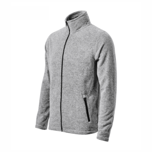 Bluza polarowa męska z elementami kontrastowymi mikro polar z recyklingu na zamek SHIFT 852 srebrny melanż 