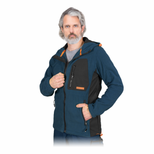 Bluza polarowa NEW AGE z kapturem męski Leber&Hollman granatowo-czarno-pomarańczowy