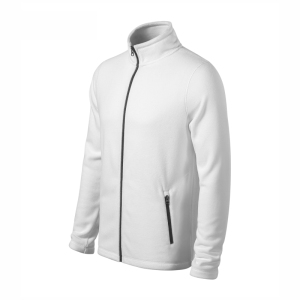 Bluza polarowa męska z elementami kontrastowymi mikro polar z recyklingu na zamek SHIFT 852 biała