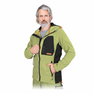 Bluza polarowa NEW AGE z kapturem męski Leber&Hollman limonkowo-czarny