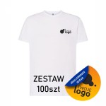 Zestaw 100szt Koszulka T-shirt Bawełniana Reklamowa Robocza JHK 150 g Z Dowolnym Nadrukiem Komplet 100 sztuk w kolorze białym