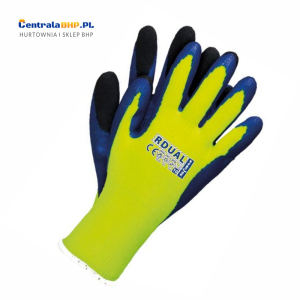 Rękawice Ocieplane Robocze Męskie RDUAL Reis Żółto - Niebiesko - Czarne Opakowanie Zbiorcze 12 Par 