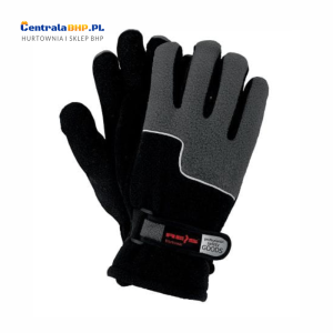 Rękawice Ocieplane Robocze Polarowe Męskie RPOLTRIP Reis Czarno - Szare Opakowanie Zbiorcze 12 Par 