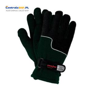 Rękawice Ocieplane Robocze Polarowe Męskie RPOLTRIP Reis Zielono - Czarne Opakowanie Zbiorcze 12 Par 
