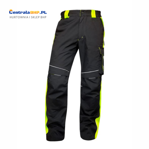 Spodnie robocze męskie do pasa ochronne NEON Ardon czarno-żółte.png