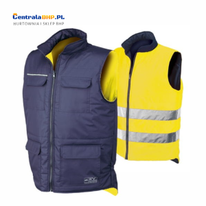 Bezrękawnik Męski Dwustronny Ostrzegawczy Dwustronny Reverse Industrial Starter Żółty