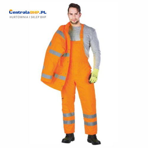Spodnie Robocze Ogrodniczki Zimowe Męskie Ocieplane S-VIS Reis Pomarańczowe.png