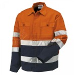 Bluza robocza męska ostrzegawcza z pasami odblaskowymi Industrial Starter pomarańczowo-granatowa
