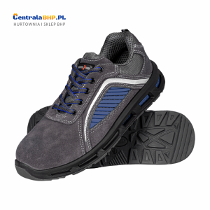 Półbuty ochronne buty bezpieczne zamszowe ATOMIC S1 szaro-niebieskie Reis