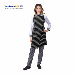 Fartuch damski przedni ochronny wiązany z tyłu VOTRE 80x90 czarno biały Reis