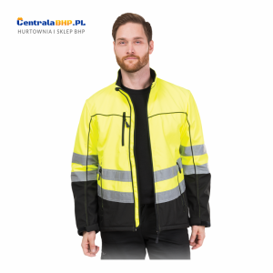 Kurtka ochronna z materiału SOFTSHELL odblaskowa LH - IBIS żółto-czarny Leber&Hollman