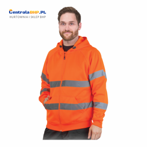 Bluza z kapturem odblaskowa rozpinana ochronna pomarańczowa LH-AMSEL DS Leber&Hollman