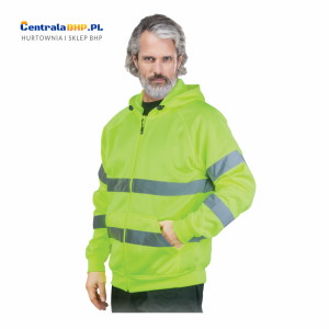 Bluza z kapturem odblaskowa rozpinana ochronna seledynowa LH-AMSEL DS Leber&Hollman
