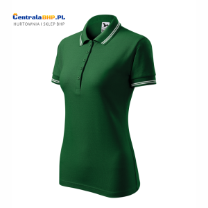 Koszulka polo reklamowa damska z kontrastowym paskiem URBAN 220 Adler Malfini zieleń butelkowa