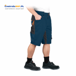 Spodenki robocze spodnie ochronne do pasa NEW AGE z krótkimi nogawkami, wykonane z materiału typu canvas Leber&Hollman granatowo-czarno-pomarańczowy