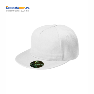 Czapka z daszkiem z regulacją unisex RAP 5P 301 prosty daszek Adler MAlfini biały