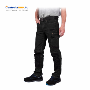 Elastyczne spodnie ochronne do pasa wykonane z jeansu JEANS303 T B Reis czarny