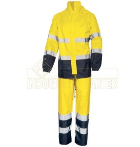 Komplet roboczy przeciwdeszczowy odblaskowy GLARE Industrial Starter żółto-granatowy