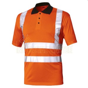 Koszulka polo męska robocza ostrzegawcza z odblaskami BASIC Industrial Starter pomarańczowa